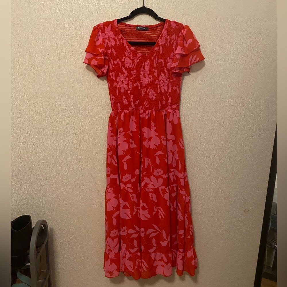 Smocked midi dress